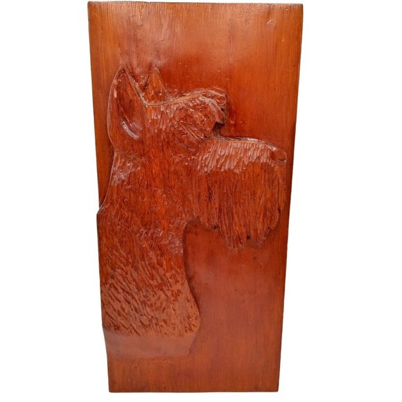 Scottie Dog Carving Scottish Terrier OOAK Westie West Highland Carved Folk Art C